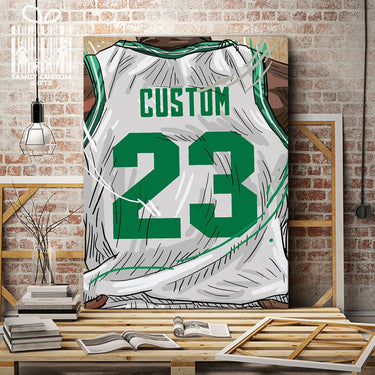 Boston Celtics Jersey Custom Canvas Print Wall Art for Boy Girl Men Women Basketball Personalized Canvas Art